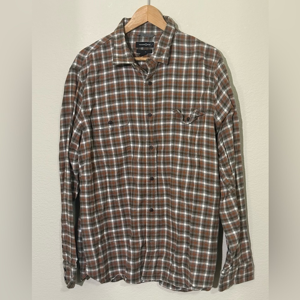 Men’s Treasure & Bond 100% Cotton Plaid Flannel, 2X XXL